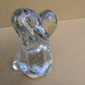 Vintage Hound Paperweight Hand blown Glass Bassett Hound Dog Figurine